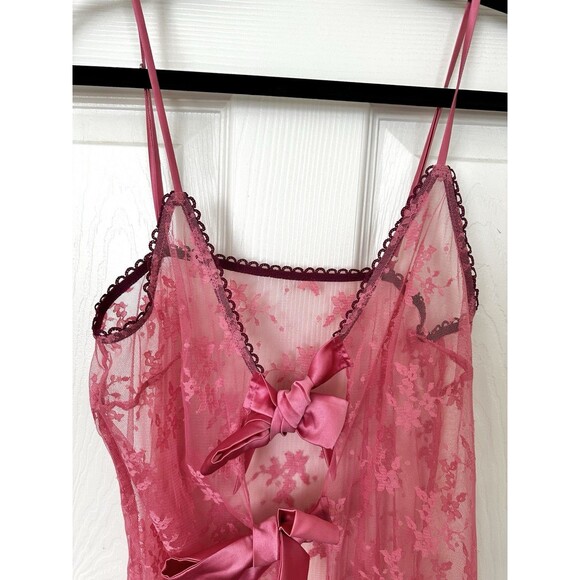 Fleur Du Mal Untie Me Floral Lace Nightie Slip Lingerie Cami w/Satin Ribbon Bows - Picture 6 of 11